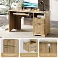 thumbnail image 6 of Bestier 55" Home Office Desk with Smart Fingerprint Cabinet Lock, Writing Computer Desk with Power Outlets, Keyboard Tray and Storage Drawers, Log, 6 of 11
