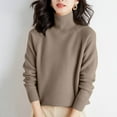 thumbnail image 2 of Htigea Solid Sweater for Women High Neck Raglan Long Sleeve Tops Ribbed Knit Pullover Dressy Work Jumper Sweaters Bronze S, 2 of 3