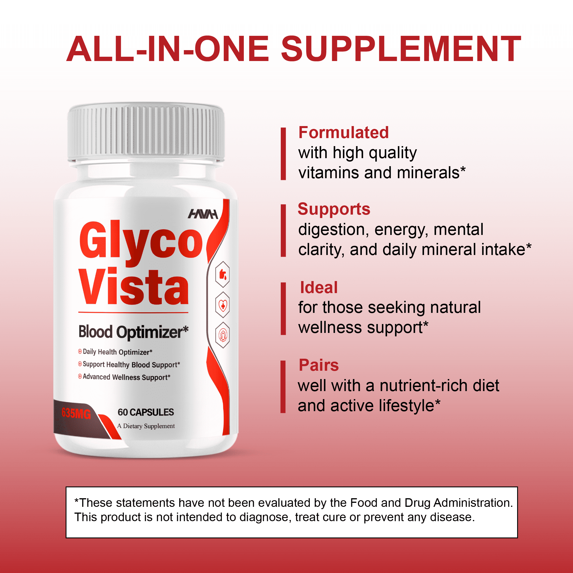 Glyco Vista Wellness Support, GlycoVista Supplements (60 Capsules)