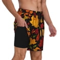 thumbnail image 2 of Naloa Autumn Maple Leaves A Print Men Swim Trunks with Compression Liner ,Board Shorts,Men's Swim Shorts with Drawstring and Elastic Waistband-Small, 2 of 6
