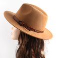 thumbnail image 2 of Sombrero Fedora de fieltro para hombre y mujer, accesorios de hebilla de anillo de jazz, Panamá, 2 of 4