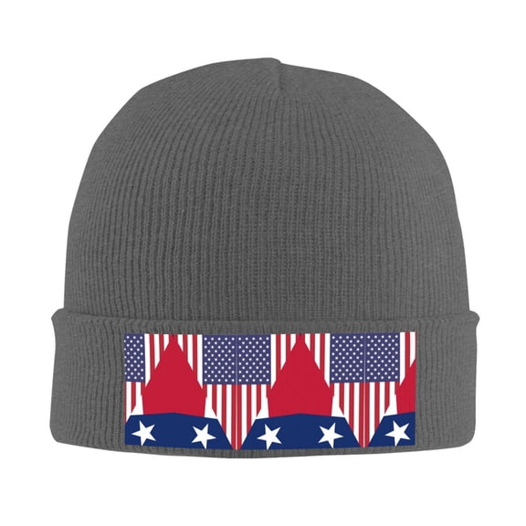America Texas Flag Winter Beanie Hats for Men Women Warm Cozy Knitted Cuffed Skull Cap Deep Heather