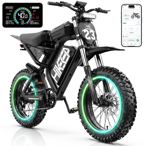HiKeep 1500 3000W Electric Bike for Adults, Off-Road Ebike, 52V 40Ah UL 2849 Battery, 20x4 Fat Tire Dirt E-Bike, Full Suspension, Max 40 mph
