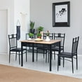 thumbnail image 3 of Patiojoy 5 Piece Dining Set Wood Metal Table and Chairs Kitchen Furniture Black, 3 of 8