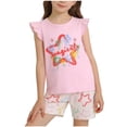 thumbnail image 2 of NAISIBABY Girls Outfit Sets, Cute Graphic Ruffles Sleeveless T-Shirt and Shorts Summer Casual Fashion Clothes 2-Piece (6M-6T), 2 of 6