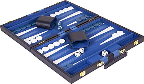 Crazy Games Backgammon Set - Classic Blue Medium 15 Inch 