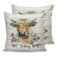 thumbnail image 7 of Outdoor Throw Pillow Cover Funny Farm Cow Animal with Wreath Waterproof Cushion Covers 2 Pack Flower on Rural Wood Board Pillow Cases Home Decoration for Patio Garden Couch Sofa, 7 of 7