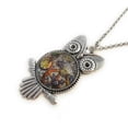 thumbnail image 3 of Steampunk Owl Necklace, Gift for Women, Silver Zinc Alloy Setting, Made in the USA, Gears and Gems, Owl Pendant, Unique Jewelry, 3 of 8