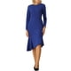 thumbnail image 1 of Vestido formal de cola de pez de manga larga y cuello redondo para mujer Inspire Chic con cinturón XL azul marino, 1 of 5