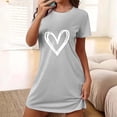 thumbnail image 2 of DISKEBUISS Summer Short Sleeve Pajama Dress Plus Size Love Print Sleepwear Relaxed Fit Crew Neck Chemise & Loungewear, 2 of 4