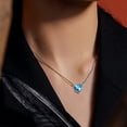 thumbnail image 3 of Beautlace 925 Sterling Silver March Birthstone Necklace,Tiny Hearts Love Pendant Women Minimalist Mar. Aquamarine Heart Stone Birth Necklace,Birthday Gift Present Small Jewelry, 3 of 9