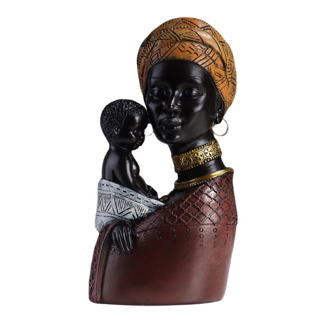 DQrwqpou Resina Africana Mujer Estatua Adornos Tribal Mujer Escultura (B)
