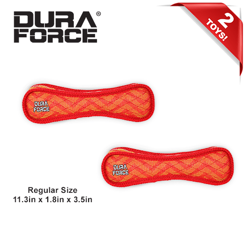 DuraForce Bone ZigZag Red, 2-Pack, Durable Woven Mesh Fiber Squeaky Dog Toy