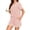 Pink, variant on Womens Shimmer Trim Lounge Set Crew Neck Pleated Top and Pocket Shorts Sleepwear
