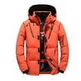 thumbnail image 2 of Honeeladyy Mens Winter Thicken Coat,Fall Warm Puffer Jacket with Removable Hood Solid Color Sport Outwear for Skiing Orange XXXXXL, 2 of 9