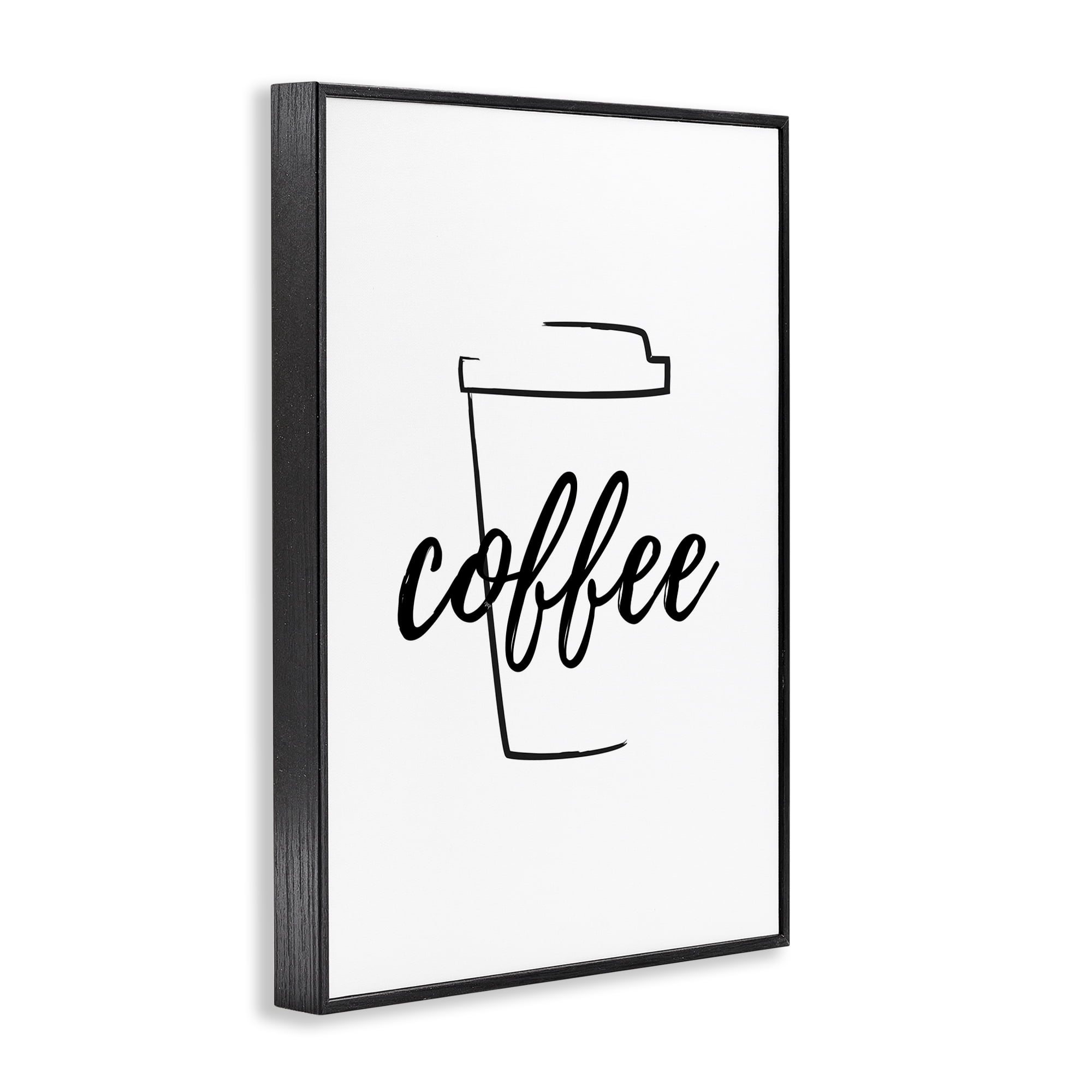 Stupell Industries Minimal Coffee Cup Food & Beverage Painting Black Framed Art Print Wall Art, 12 x 18