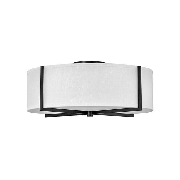 68W 4 Led Large Semi-Flush Mount in Traditional-Rustic Style 25.5 inches Wide By 10.5 inches High-Black Finish-Off-White Shade Color Bailey Street