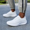 thumbnail image 2 of Men's Athletic Shoes, Summer White Knit Upper Breathable Soft Sole, Lightweight Fashion Thick Sole, Gym Workout Running Shoes, Outdoor Casual Running Shoes, 2 of 9
