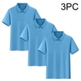 thumbnail image 2 of Lumosvexa Kids Boys Cotton Polo Shirt, Classic Fit Henley Neck Short Sleeve Summer Casual School Uniform 3 Pack Blue 14-16, 2 of 10