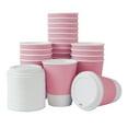 thumbnail image 2 of 12 oz Light Pink Paper Ripple Wall Coffee Cup - with White Lid - 3 1/2" x 3 1/2" x 5" - 20 count box, 2 of 3