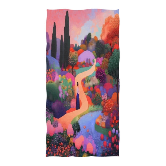 Oversized Beach Towel Extra Large Absorbent Microfiber Bath Towels Soft Quick Drying Woman Walking in Garden 74"x37"