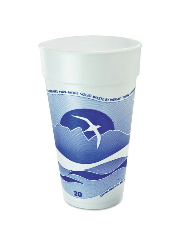 Dart 20J16H 20 oz. Hot/Cold Printed Horizon Foam Cup - Blueberry/White (500/Carton)