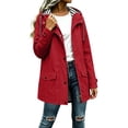 thumbnail image 3 of AnuYalue Women Waterproof Jacket Fashion Button Coat Striped Lined Windbreaker Jackets with Pockets Long Sleeve Outerwear, 3 of 8