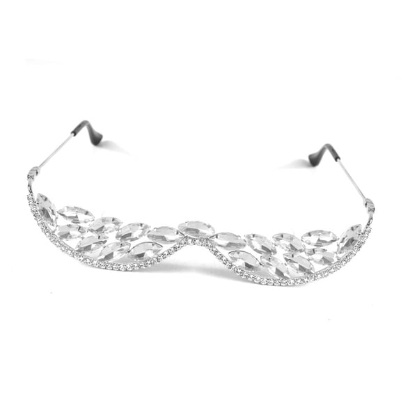 V Shape Rhinestones Sunglass Without Lens None Lens Diamonded Decor Half Glasses Frame Face Jewelry Decorative Glasses