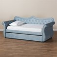 thumbnail image 3 of Baxton Studio Taille Double Velours Bleu Clair Touffeté Lit de Repos avec Gigogne, 3 of 12
