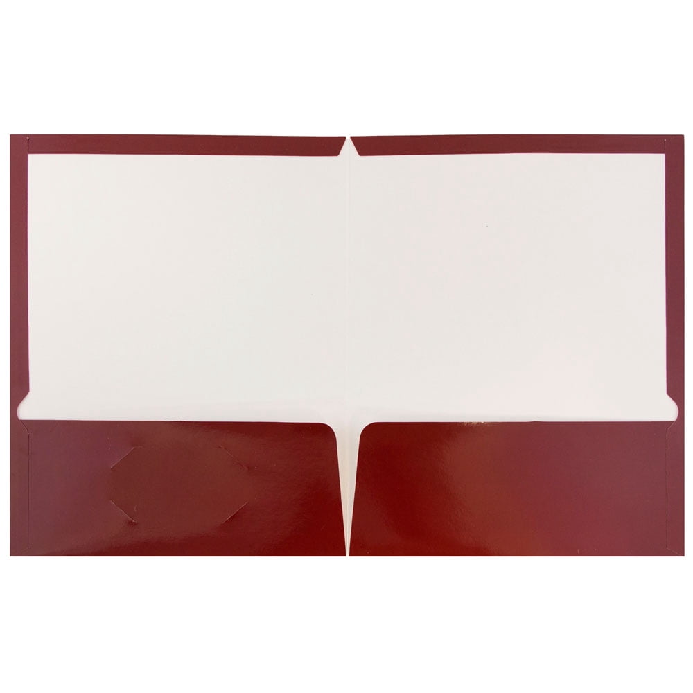 JAM Paper Glossy Two Pocket Folders, Maroon Red, 50 per Pack