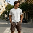 thumbnail image 4 of CIENVNSTG Waffle Shorts for Men Lightweight Classic Style Athletic Sweat Bottoms Elastic Drawstring Waist Summer Beach Casual Short Pants with Pockets Brown XXXXL, 4 of 5
