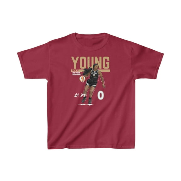 Las Vegas Jackie Young #0 Cartoon Women Basketball Kids Cotton Tee