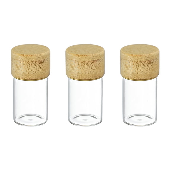Uxcell 3Pcs Mini Glass Bottles with Lids, 8ml Small Clear Bottles Glass Empty Jars Vials for DIY Crafts Party Wedding Decor Favors