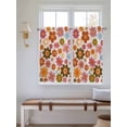 thumbnail image 2 of Bohemia Floral 2 Panel Kitchen Curtains for Windows, Vintage Orange Pink Flowers Boho Style Beige Bathroom Privacy Curtain, Home Décor Window Treatment for Bedroom/Living Room 55"x45", 2 of 6