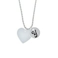 thumbnail image 2 of Delight Jewelry Acrylic 1" Imitation Pearl Heart Silvertone Script Initial Disc - Y - Charm Necklace, 20"+3", 2 of 4