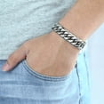 thumbnail image 4 of Hermah 15mm Wide 8 inch Curb Cuban Rombo Mens 316L Stainless Steel Chain Bracelet Silver, 4 of 4
