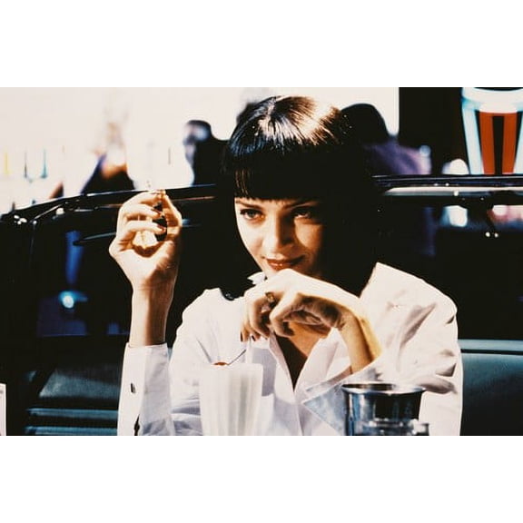 Uma Thurman Pulp Fiction seated in diner as Mia Wallace 24X36 Poster