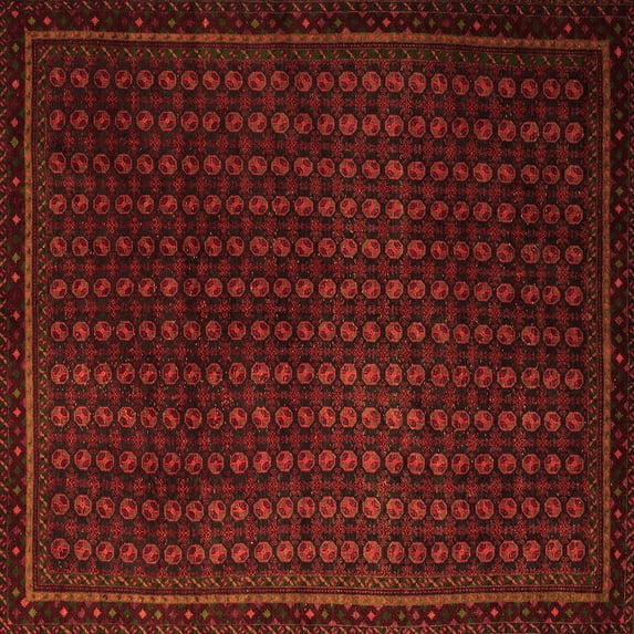 Ahgly Company Indoor Square Abstract Orange Modern Area Rugs, 5' Square