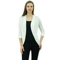 thumbnail image 5 of Bimba Women Solid Shrug Spandex 3/4 Sleeve Casual Shrug Cardigan White, 5 of 8