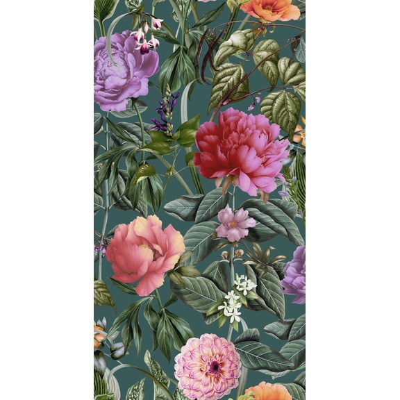 Aqua Botanical Paradise Floral Wallpaper