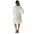 thumbnail image 3 of Riviera Sun Short Flowy Casual Dress with Crochet Front & Bell Sleeves (Off White / Beige, X-large), 3 of 3