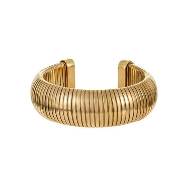 Time and Tru Goldtone Cuff Bracelet, Ribbed Texture, Female, 1 Piece