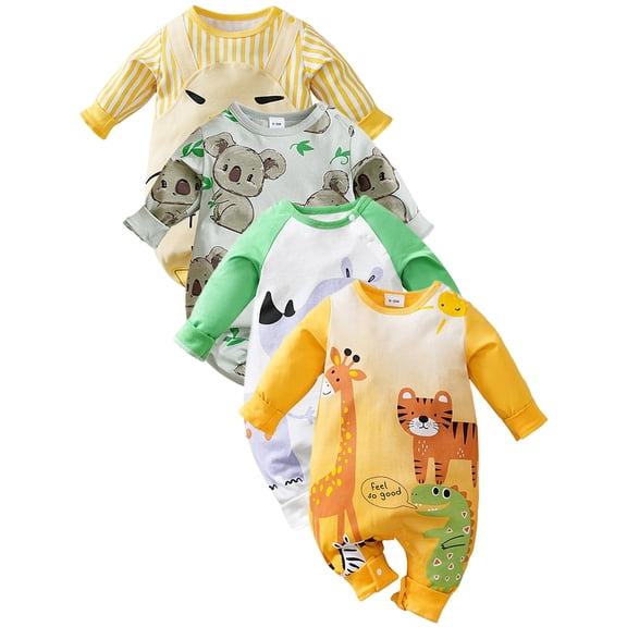 ATAIKU Baby Boys Long Sleeve Outfits Infant Cotton Romper Cute Animals Jumpsuit Newborn Baby Boy One Piece Coverall Spring 0-18M