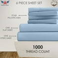thumbnail image 2 of 6PC Bedding Set- 100% Organic Cotton Bed Sheet Set 1000 Thread Count, Crisp and Cooling Sateen Weave, Soft Breathable, Eco-Friendly, 15-Inch Deep Pocket - Light Blue, Queen, 2 of 7
