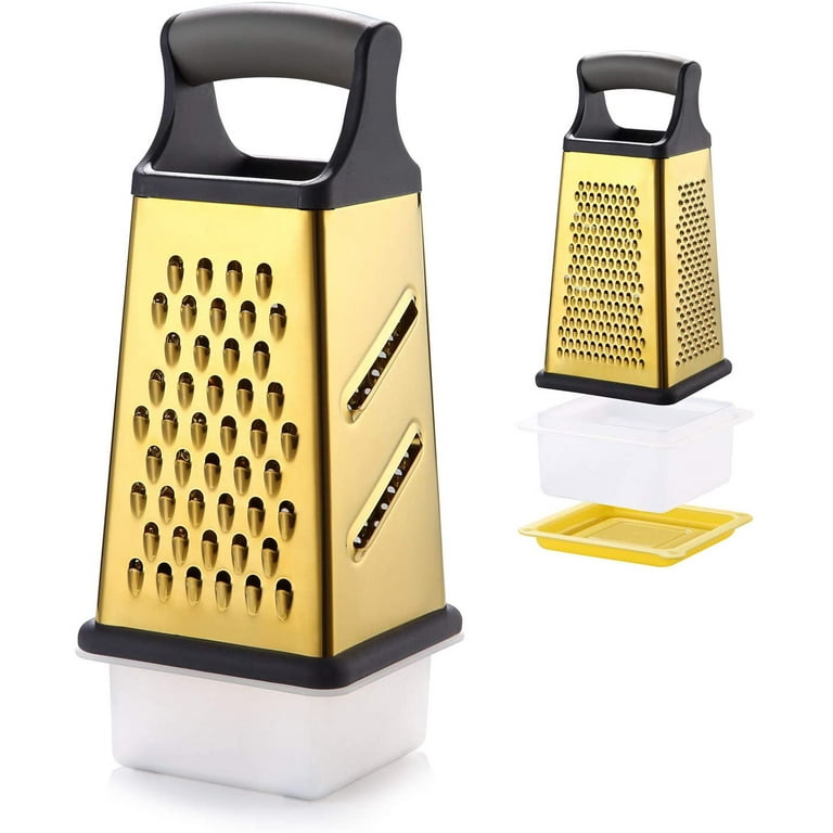 Marco Almond KYA53 Golden Cheese Grater, 4-Sided Stainless Steel Box  Grater, Food Shredder with Handle Best for Cheese, Cucumber Potato Salad