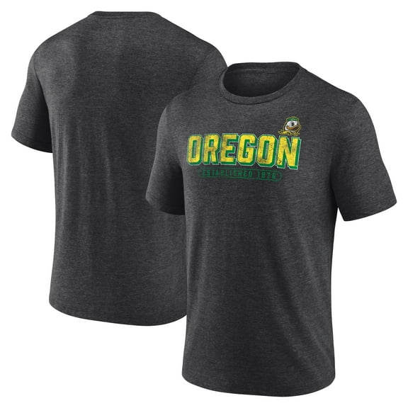 Men's Charcoal Oregon Ducks Shadow Fill Tri-Blend T-Shirt