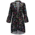thumbnail image 5 of Winter Fall Dresses for Women Wedding Guest Long Sleeve Ladies Plus Size Loose Print V-Collar Button Mini Dress, 5 of 7