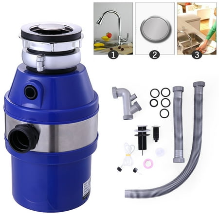 Jaxpety 1/2 HP Garbage Disposal Continuous Food Waste Disposal Feed Kitchen Waste w/ Plug (Best Waste Disposal Unit Nz)