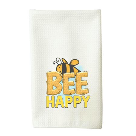 

Bee Happy Honeycomb Microfiber Waffle Weave Kitchen Dish Towel