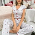 thumbnail image 4 of Censtreet Women Lounge Pajamas Sets PJ Short Sleeve and Long Pant Soft 2 Piece Sleepwear Loungwear Set, 4 of 7